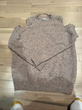 Rebecca Minkoff Cold-Shoulder Speckled Knit Sweater - Taupe Pink